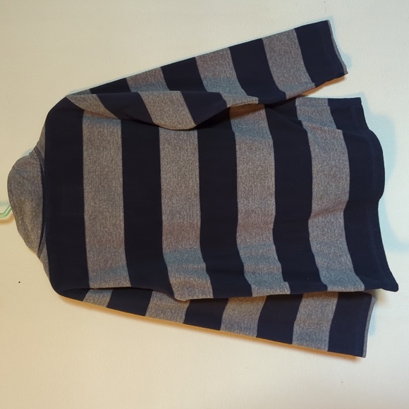 Oahkosh B'Gosh Blue and Gray Rugby Stripe Fleece Quarter Zip Boys Size 8 - Picture 2 of 4